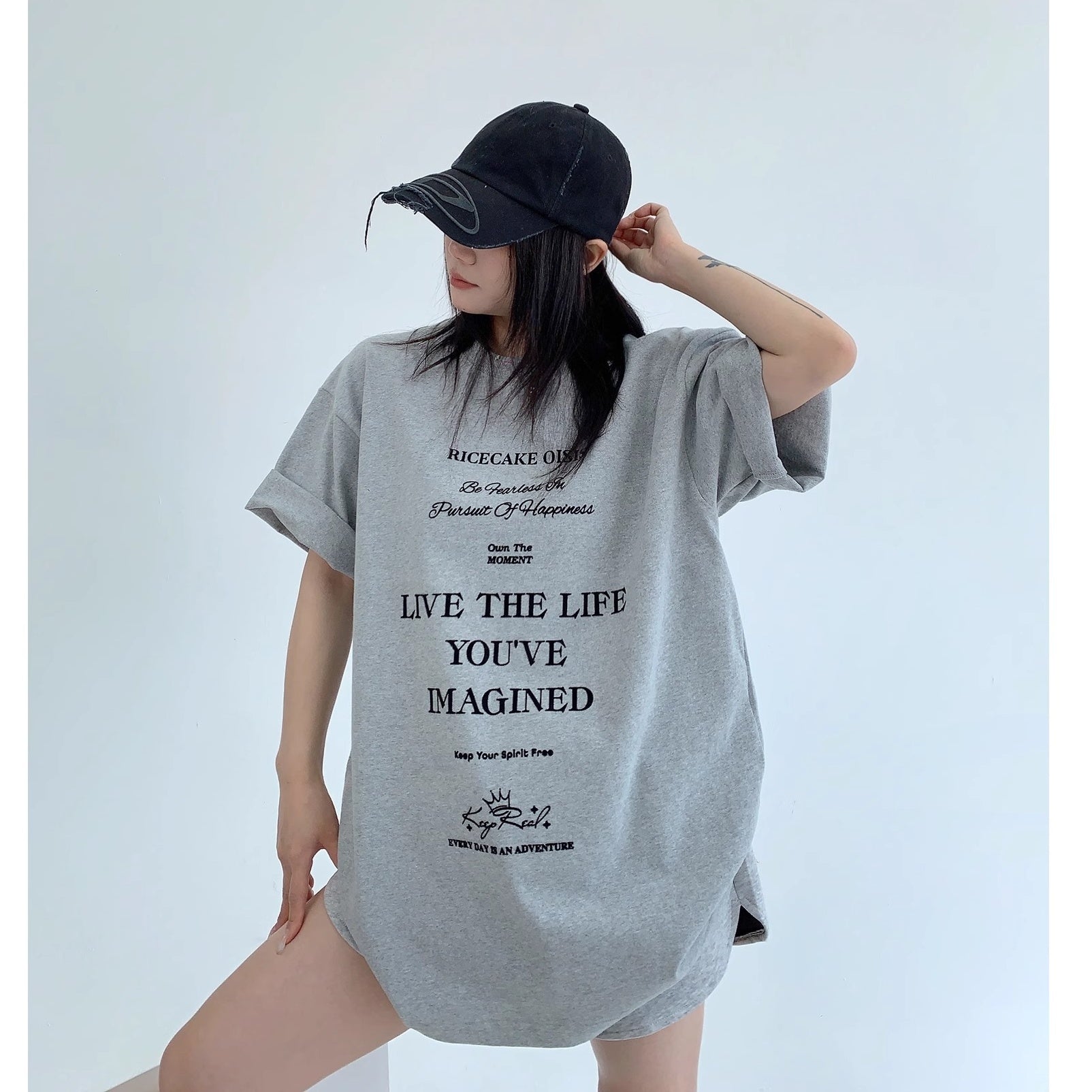 Simple Flock Print T-shirt MW10145