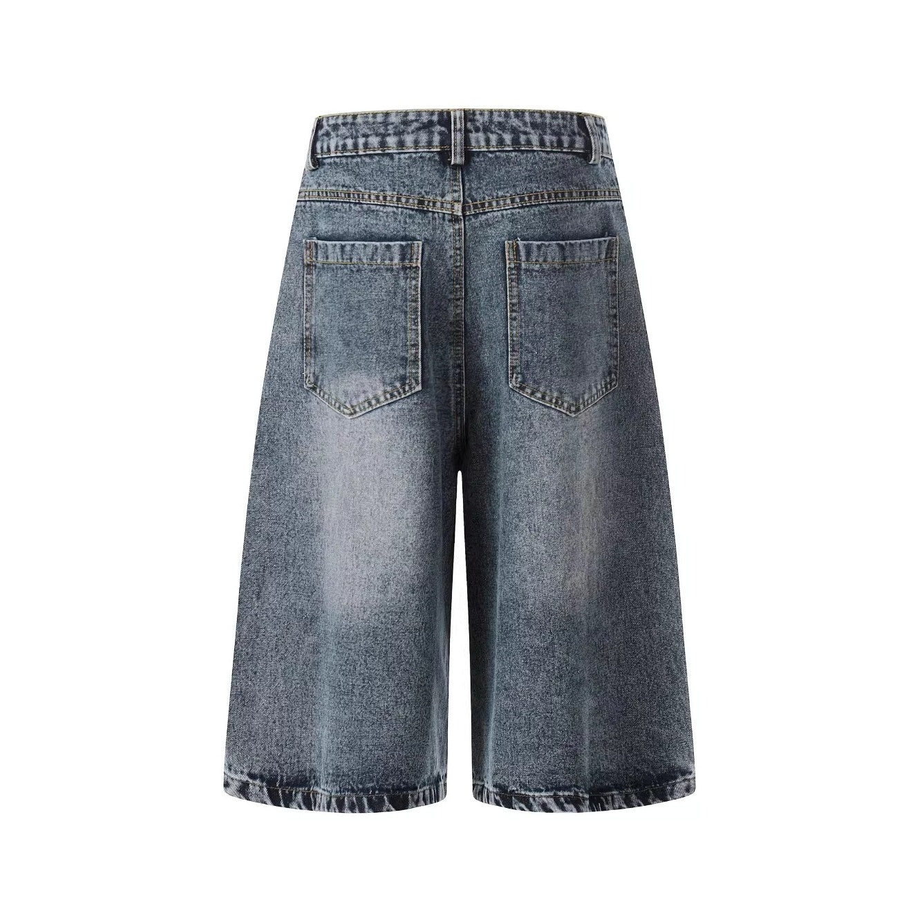 Rhinestone Washed Denim Cropped Pants MW10384