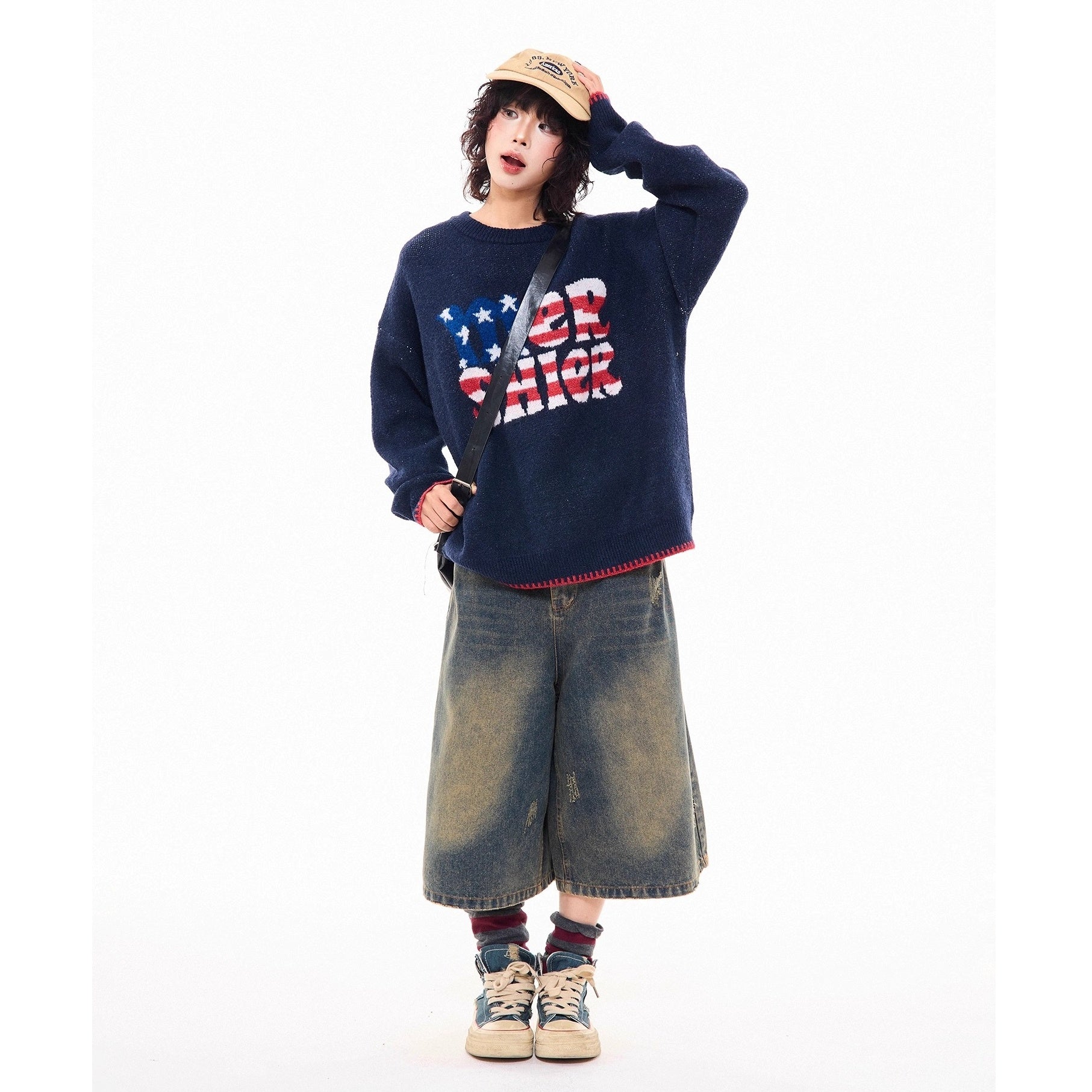 American Retro Letter Knitted Sweater MW10277