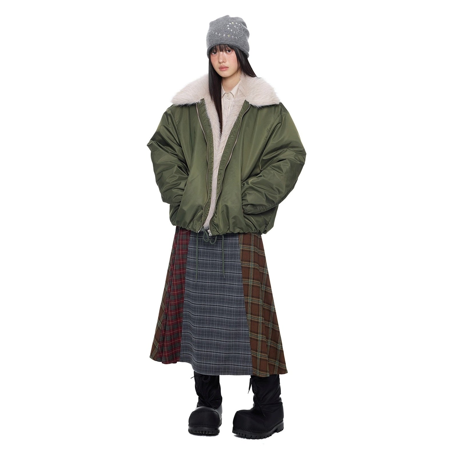 Fluffy Contrast Big Lapel Jacket EZ281