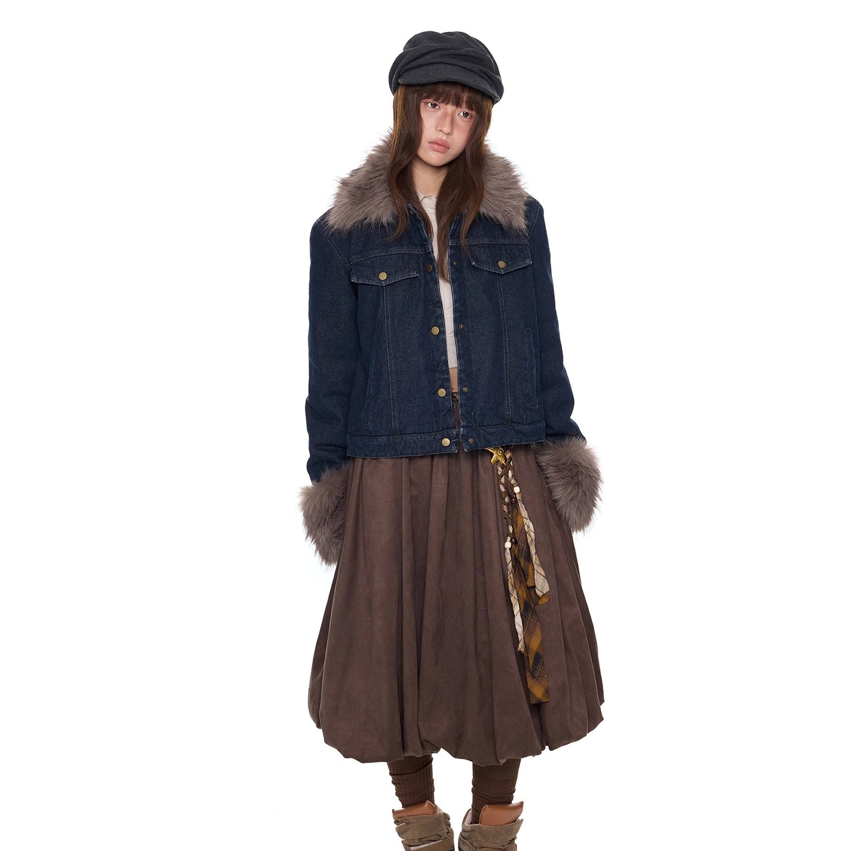 Fur Collar Denim Jacket EZ245