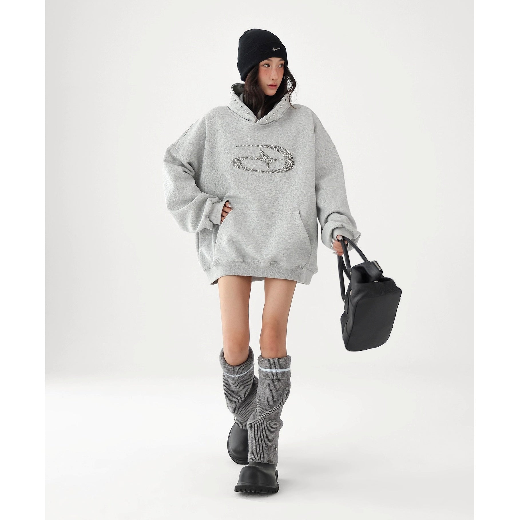 Bead Stitch Loose Sweat Hoodie AC7015