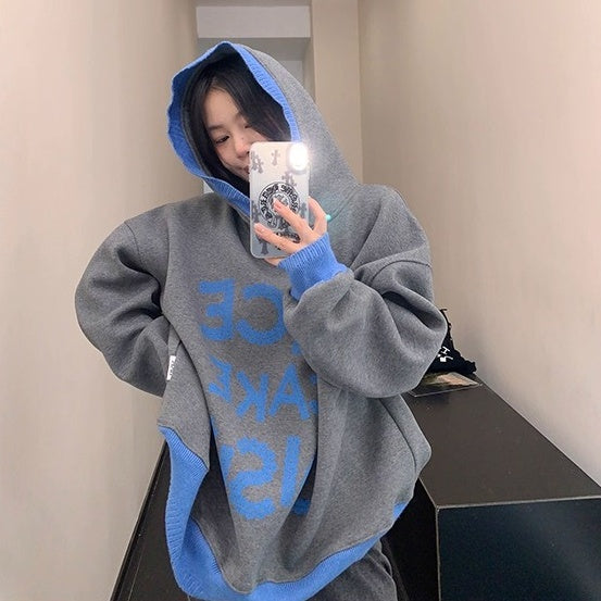 Lib Trim Design Contrast  Sweat Hoodie OS2060