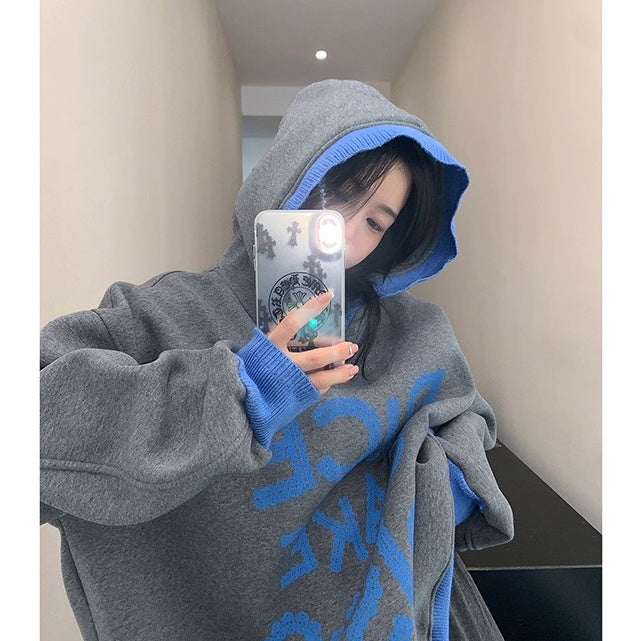 Lib Trim Design Contrast  Sweat Hoodie OS2060