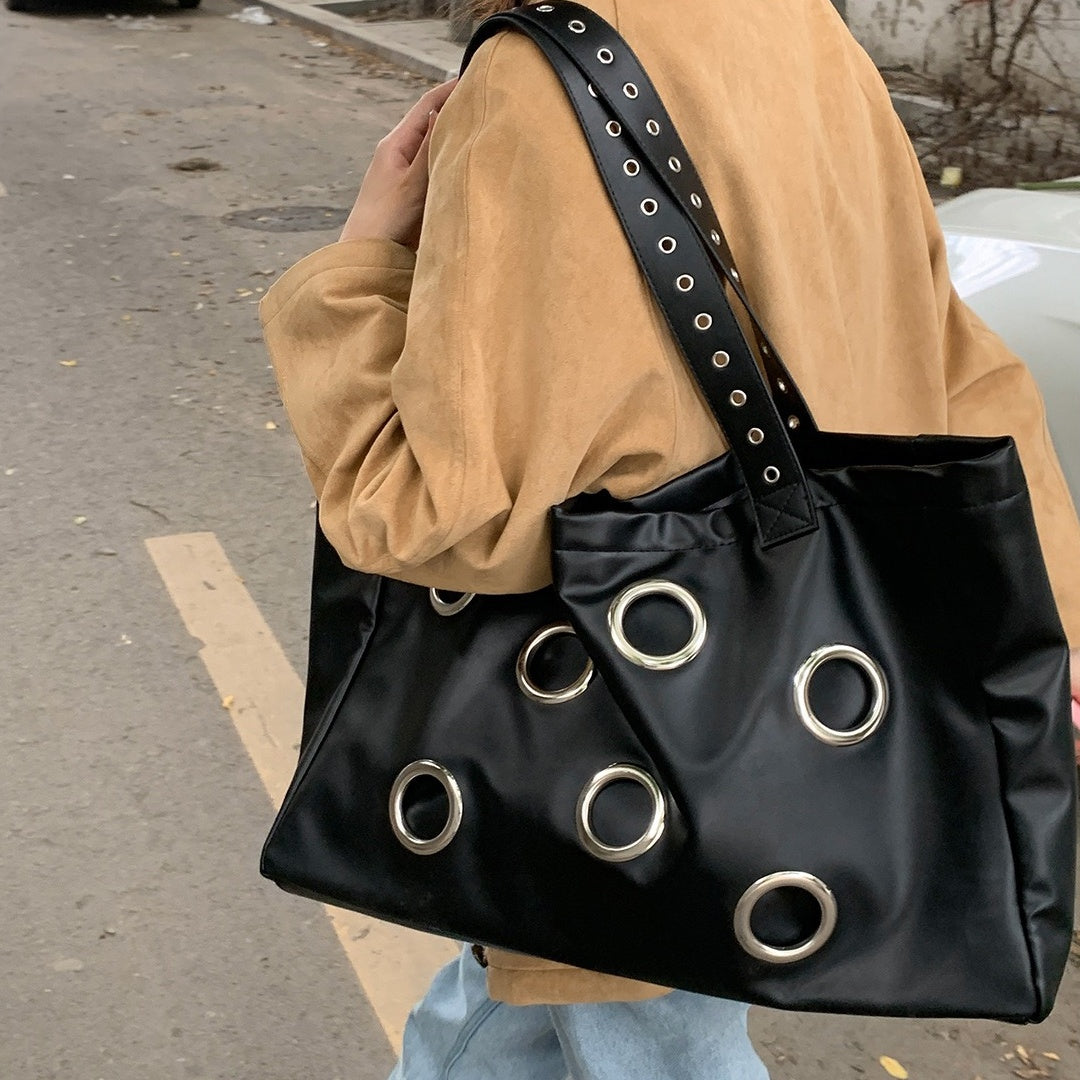 PU Leather Eyelet Large Tote Bag BA044