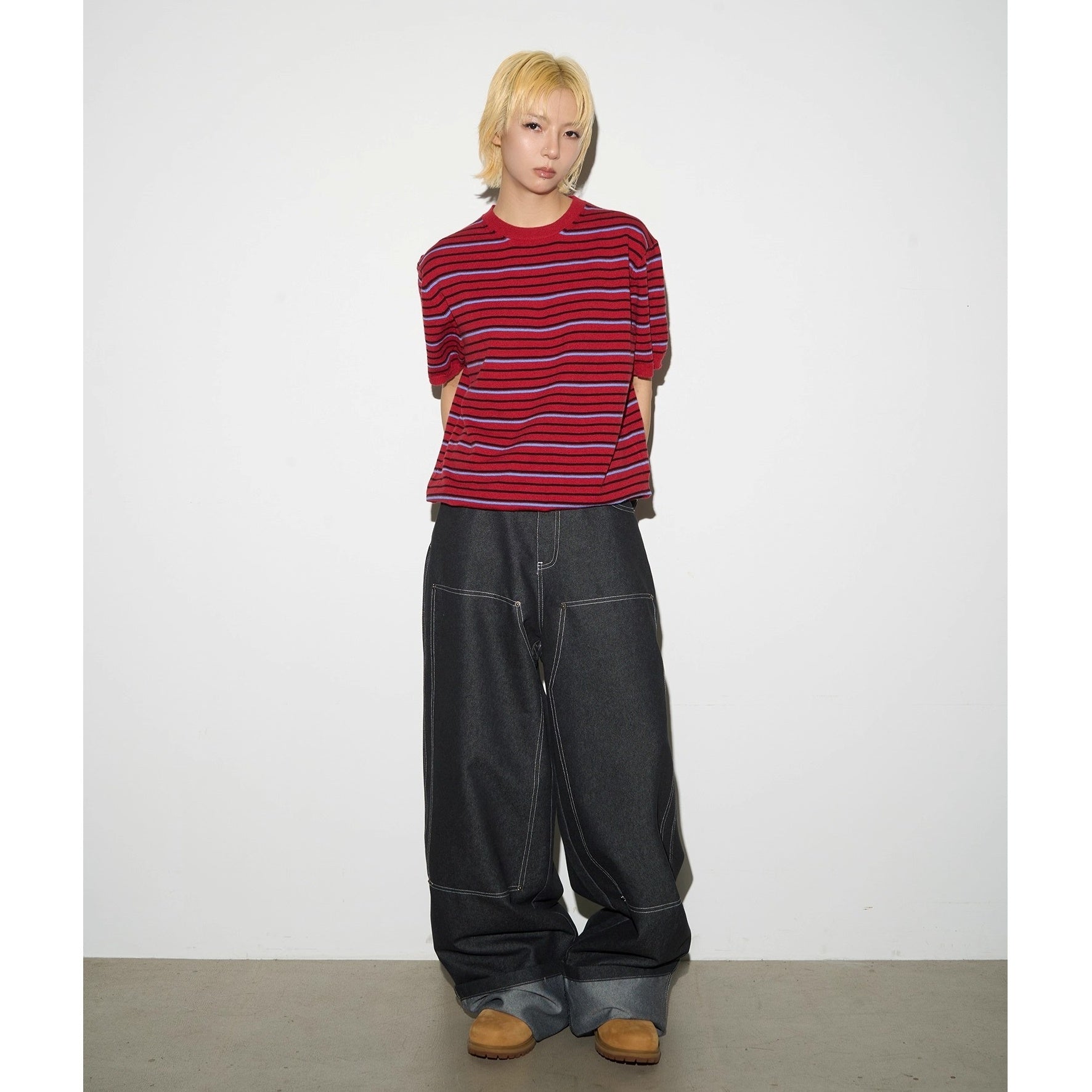 【上下別売り】Monogram Print Short-sleeved Denim Jacket & Jeans Set-up MN9021