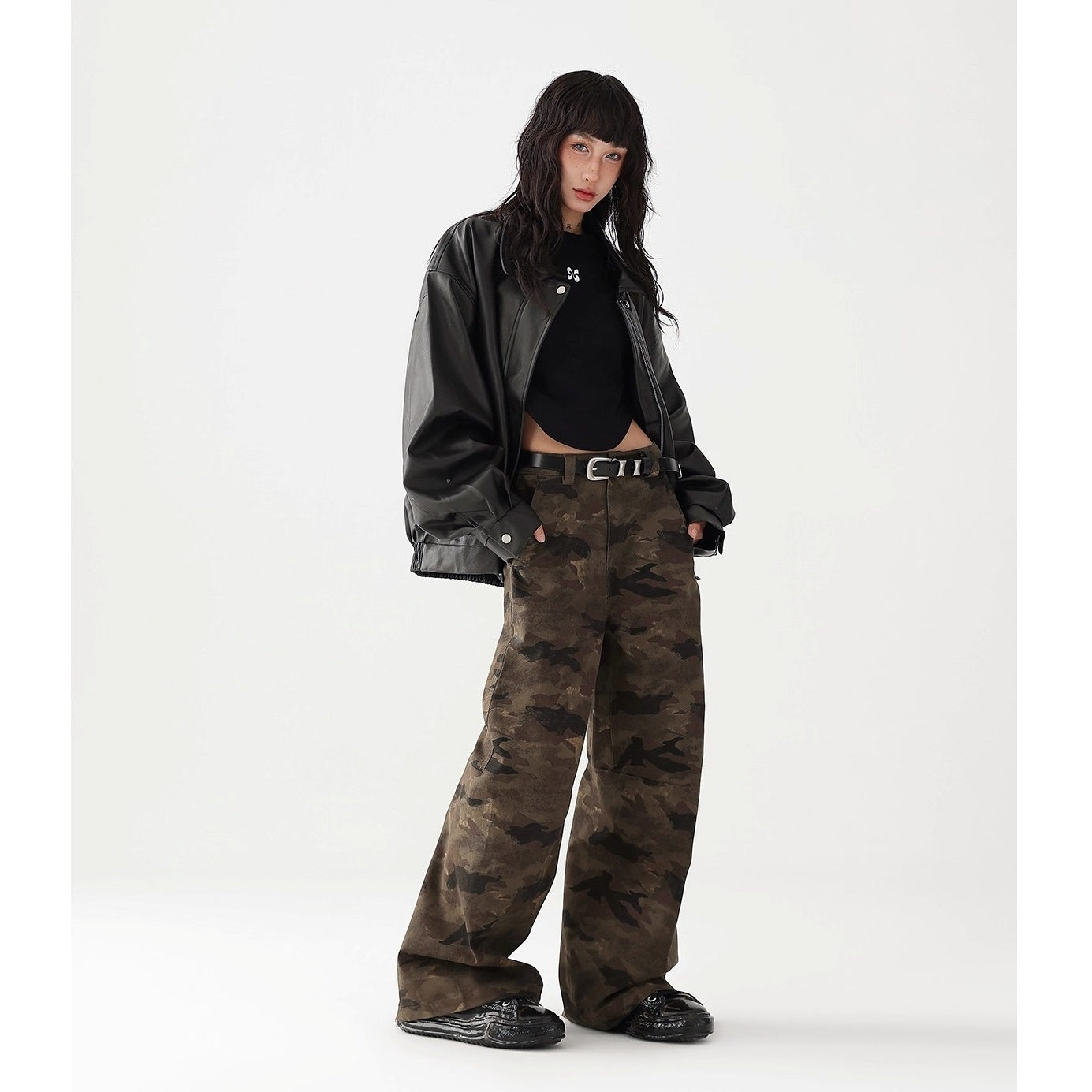 Camouflage Work Wide Straight Pants AC7122