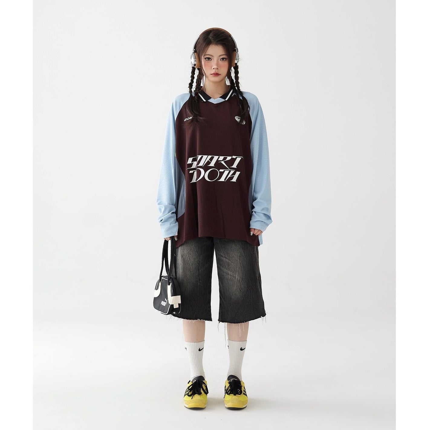 Contrast Raglan Sporty Long-sleeved T-shirt AC7129
