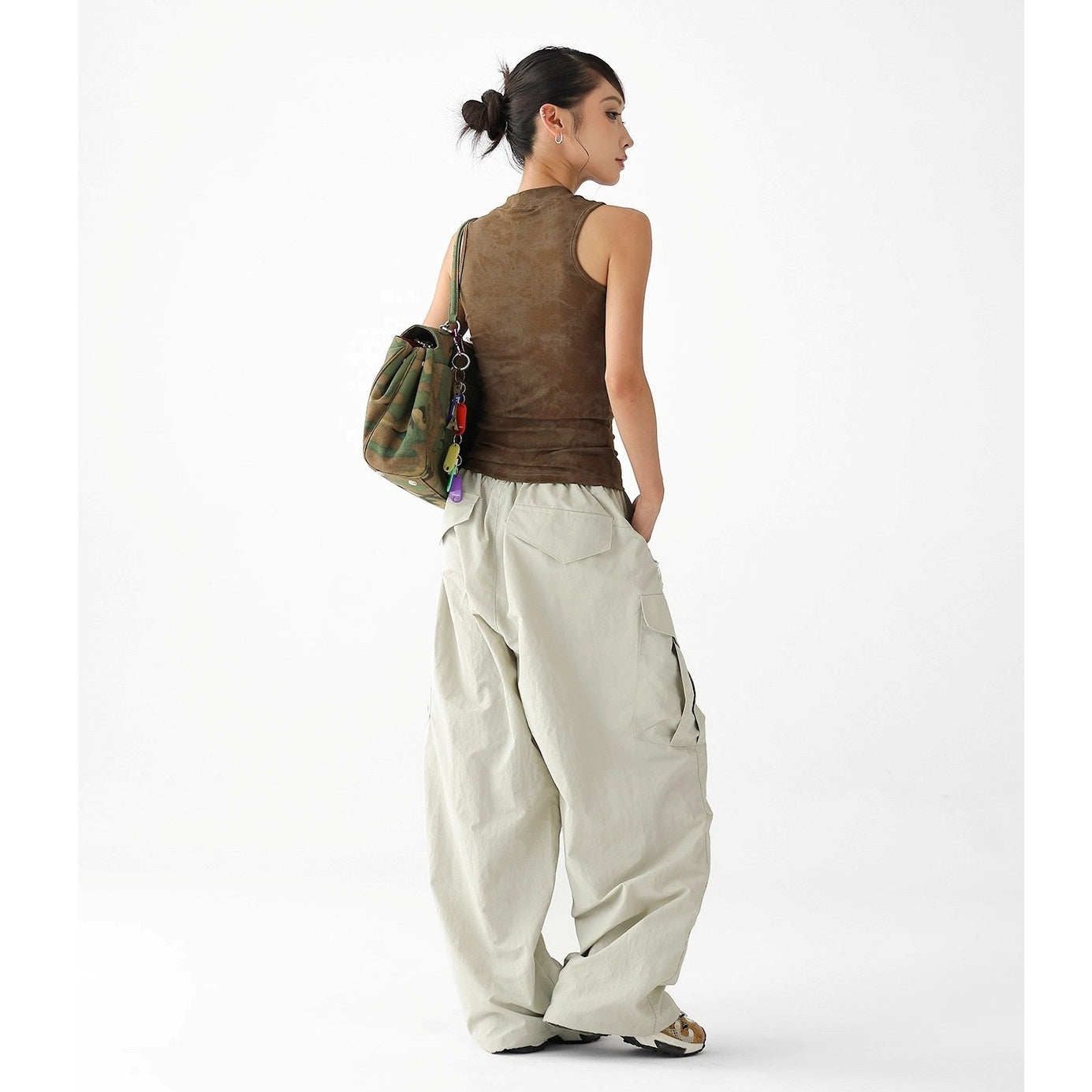 Letter Print Camouflage Stretch Sleeveless Top AC7117