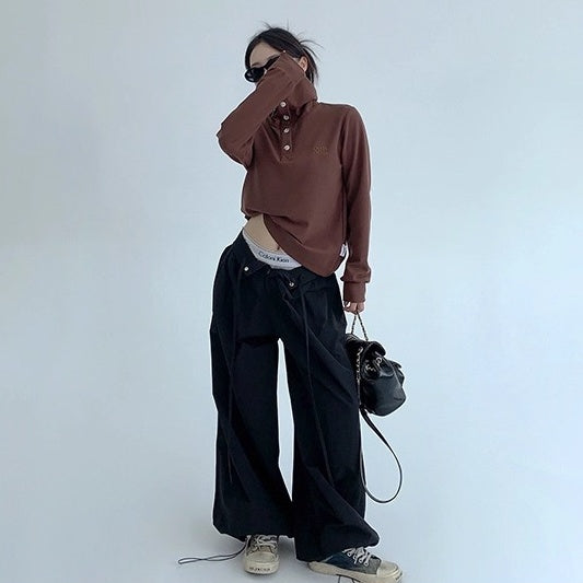 2Way High-Neck Slim Long Sleeve Cutsew OS2038