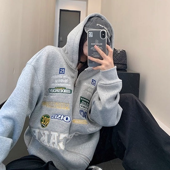 Racing Style Embroidery Hooded Jacket OS2047