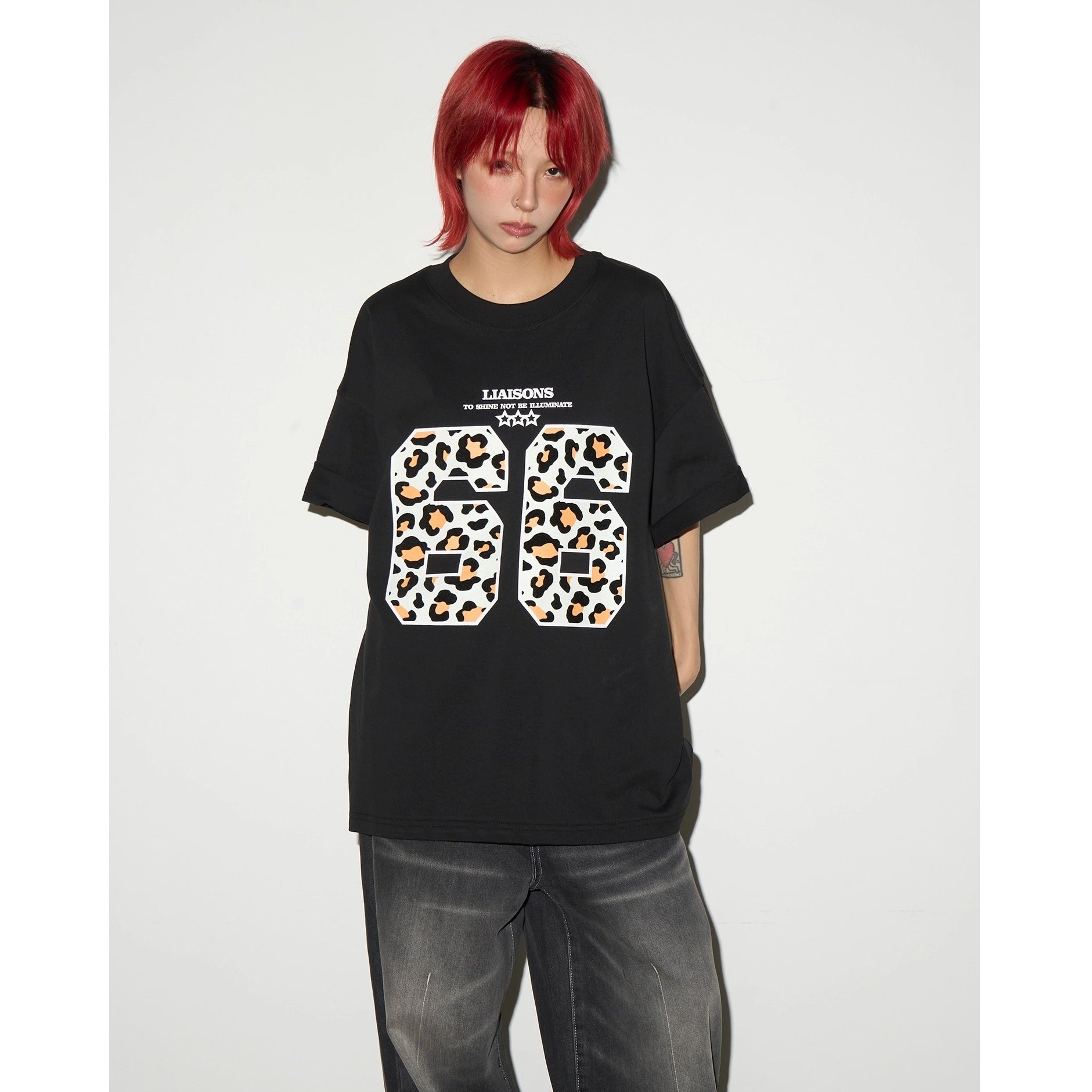 Flocked Leopard Print T-Shirt MN9009