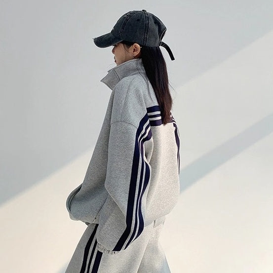 【上下別売り】 Stand Collar Sweat Jacket & Straight Pants Set-up OS2058