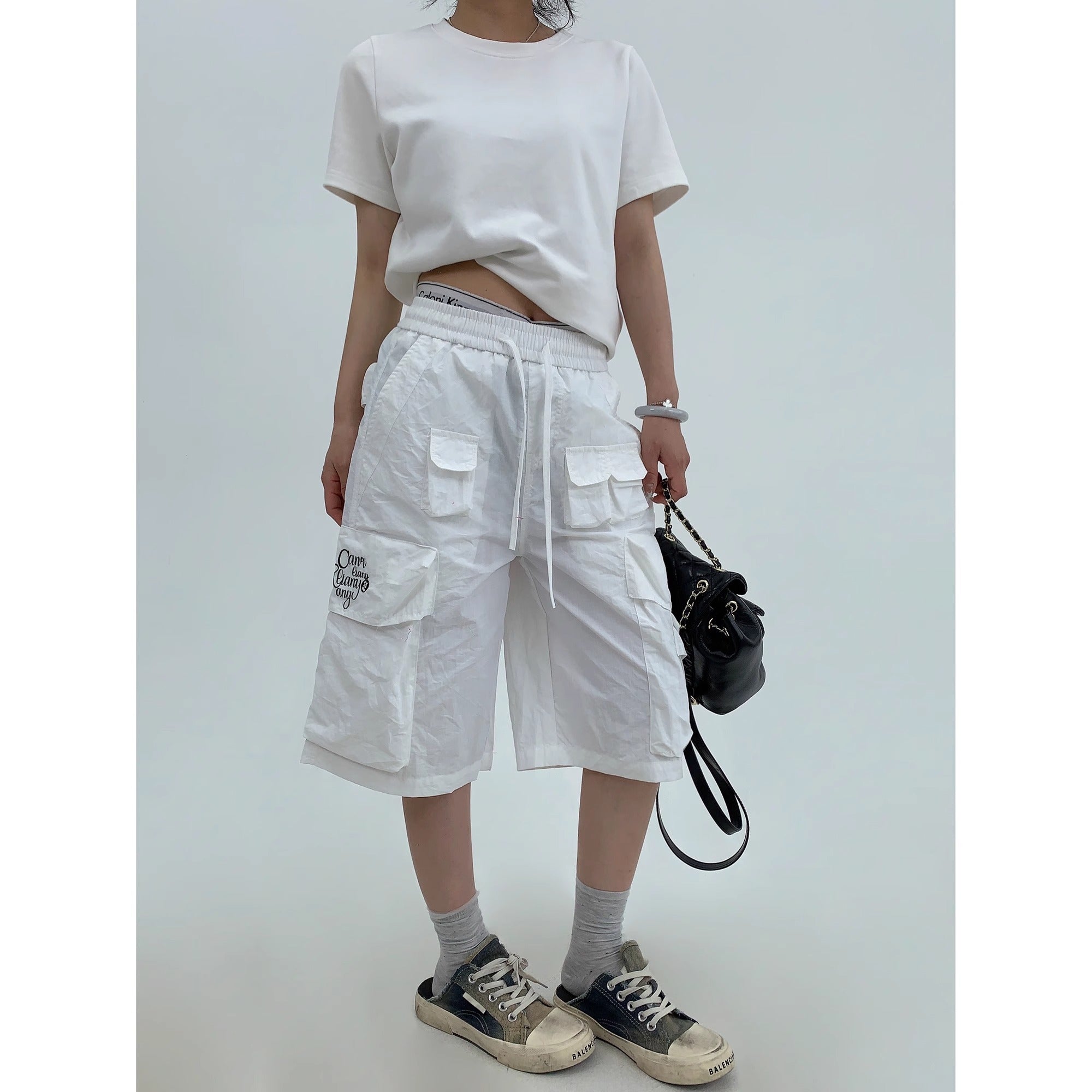 Embroidery Loose Half Cargo Pants MW10173