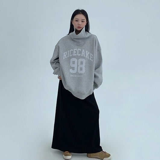 Turtleneck Number Logo Oversize Sweat OS2069