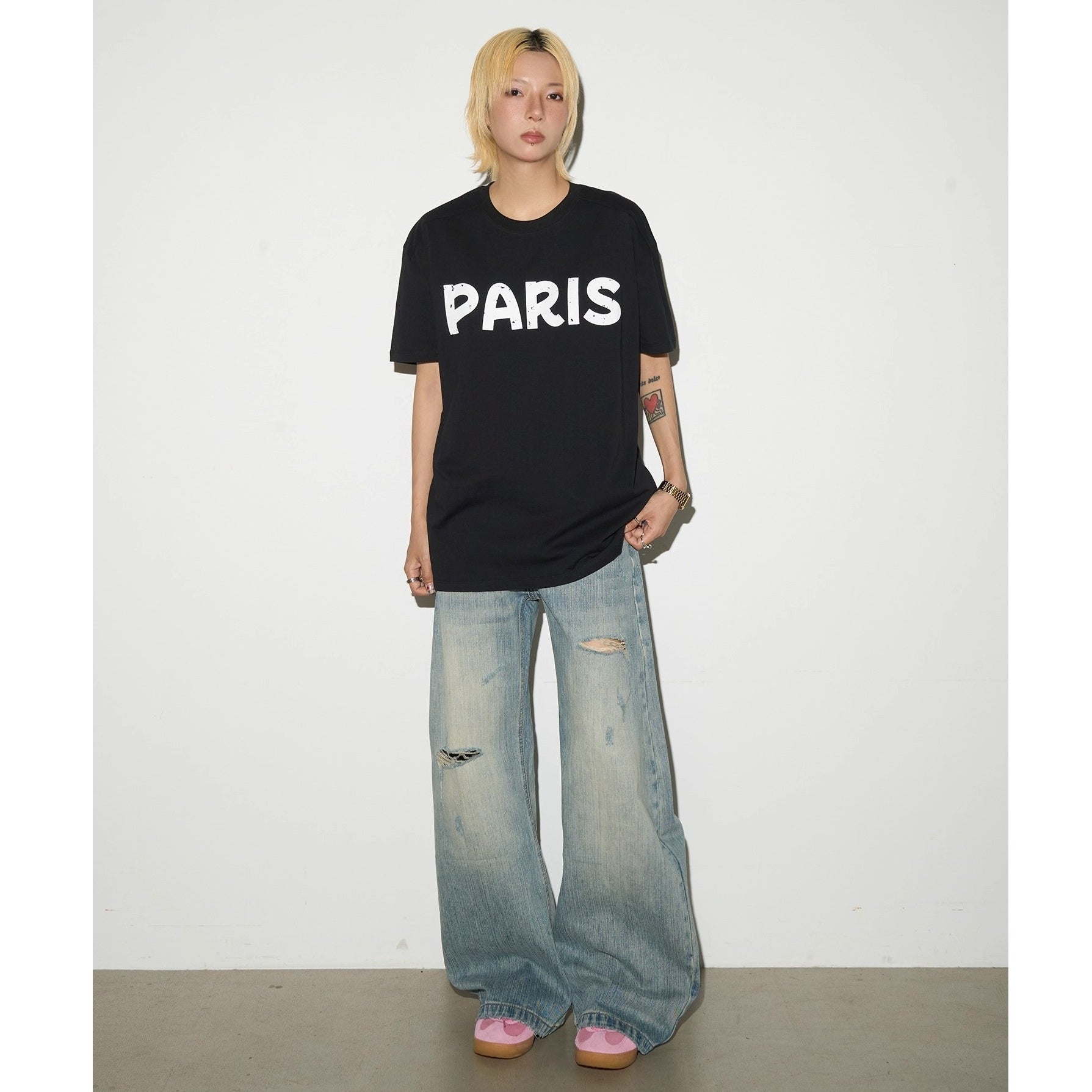 Mottled Letters Printed T-shirt MN9016
