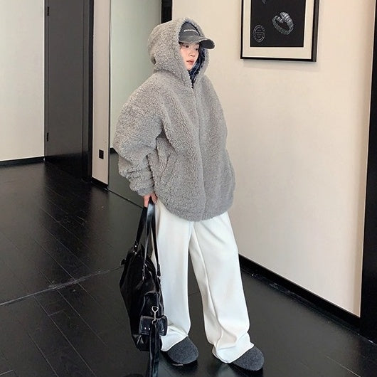 Loose Hooded Boa Jacket OS2072