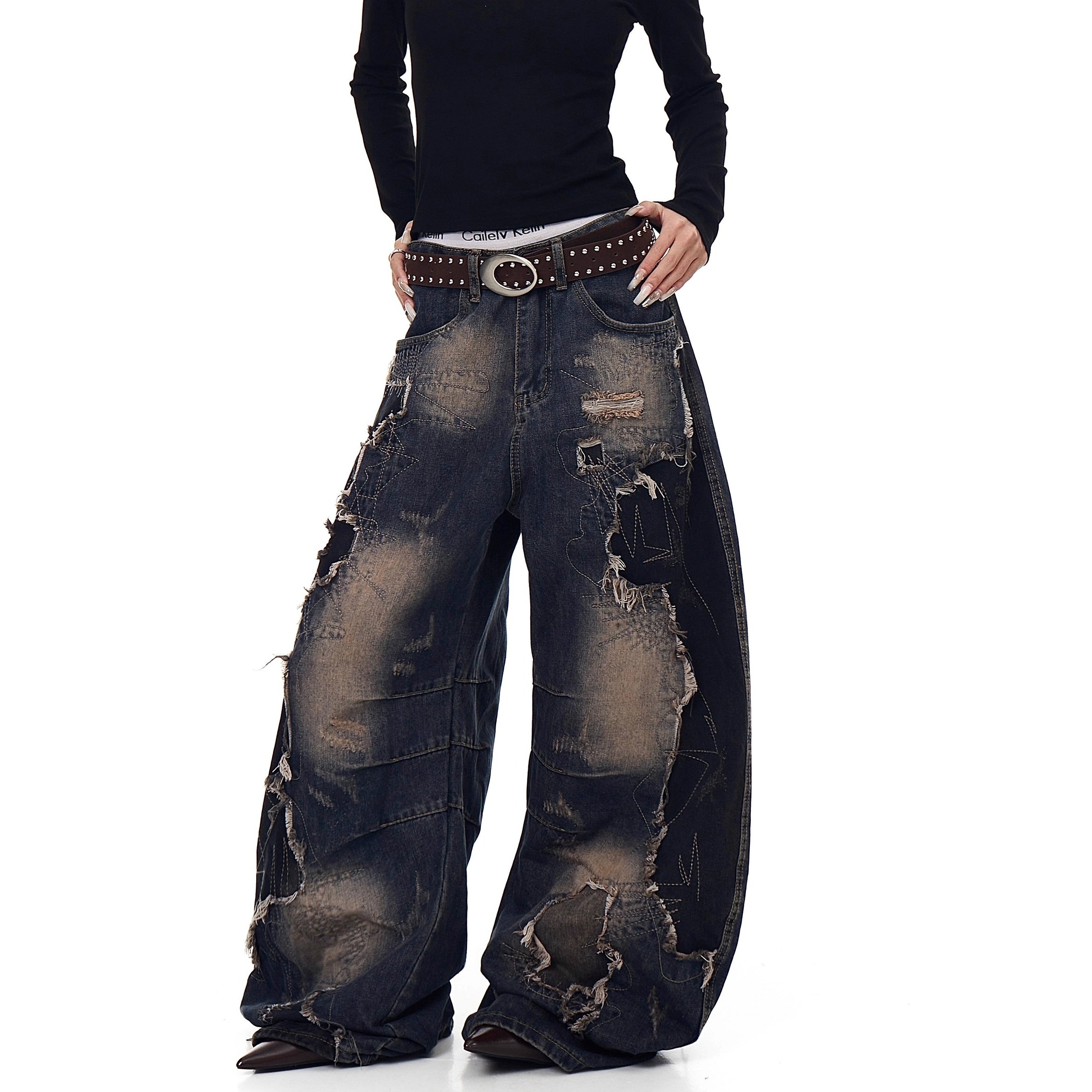 Raw Edge Deconstruction Scimitar Jeans BK7037