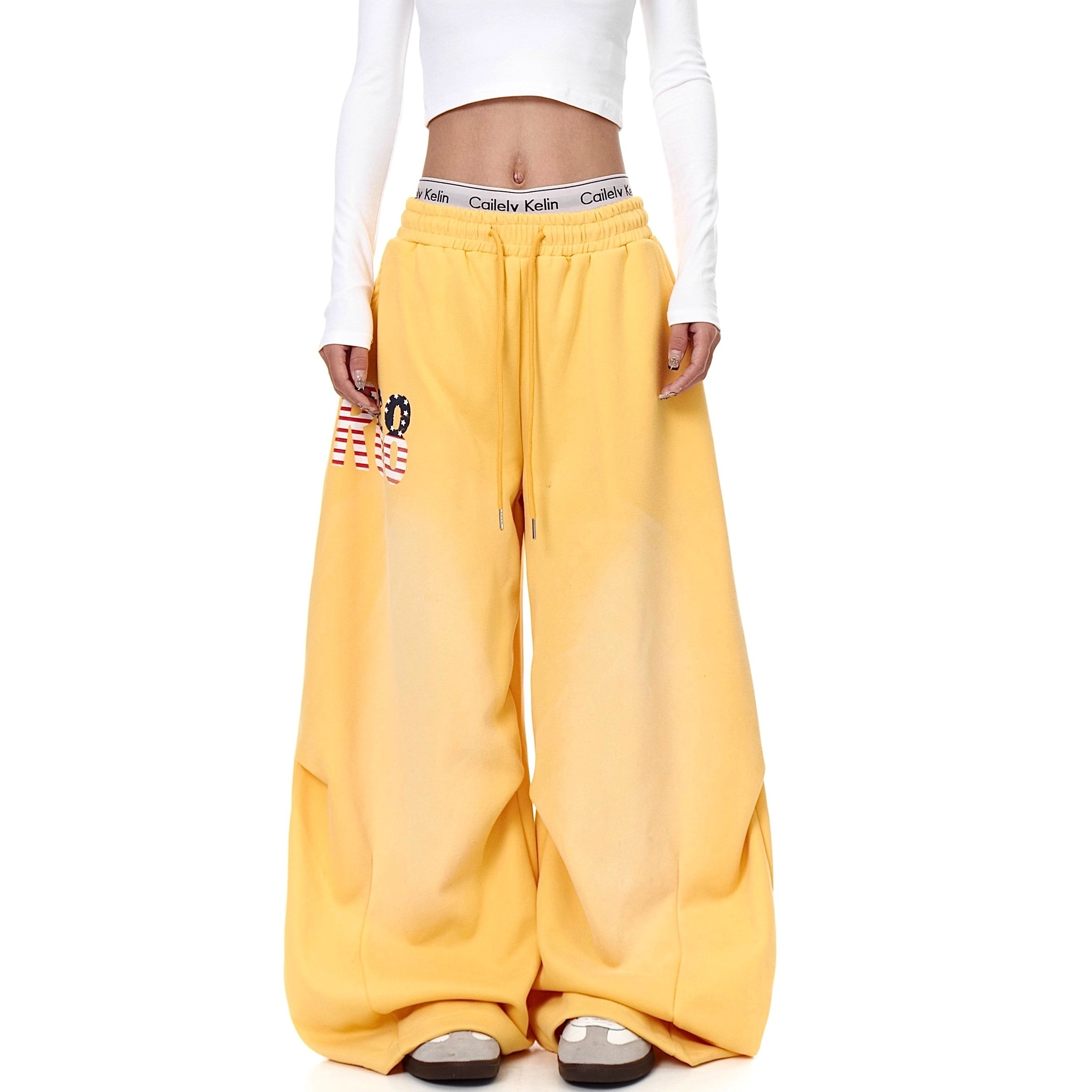 American Letter Print Loose Sweat Pants BK7012