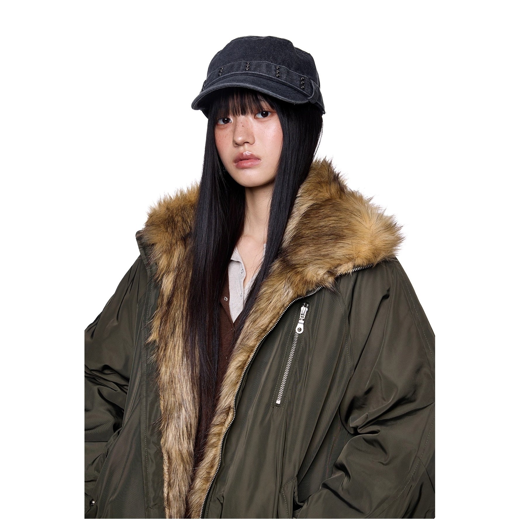 Stand Collar Fur Stitch Jacket EZ257