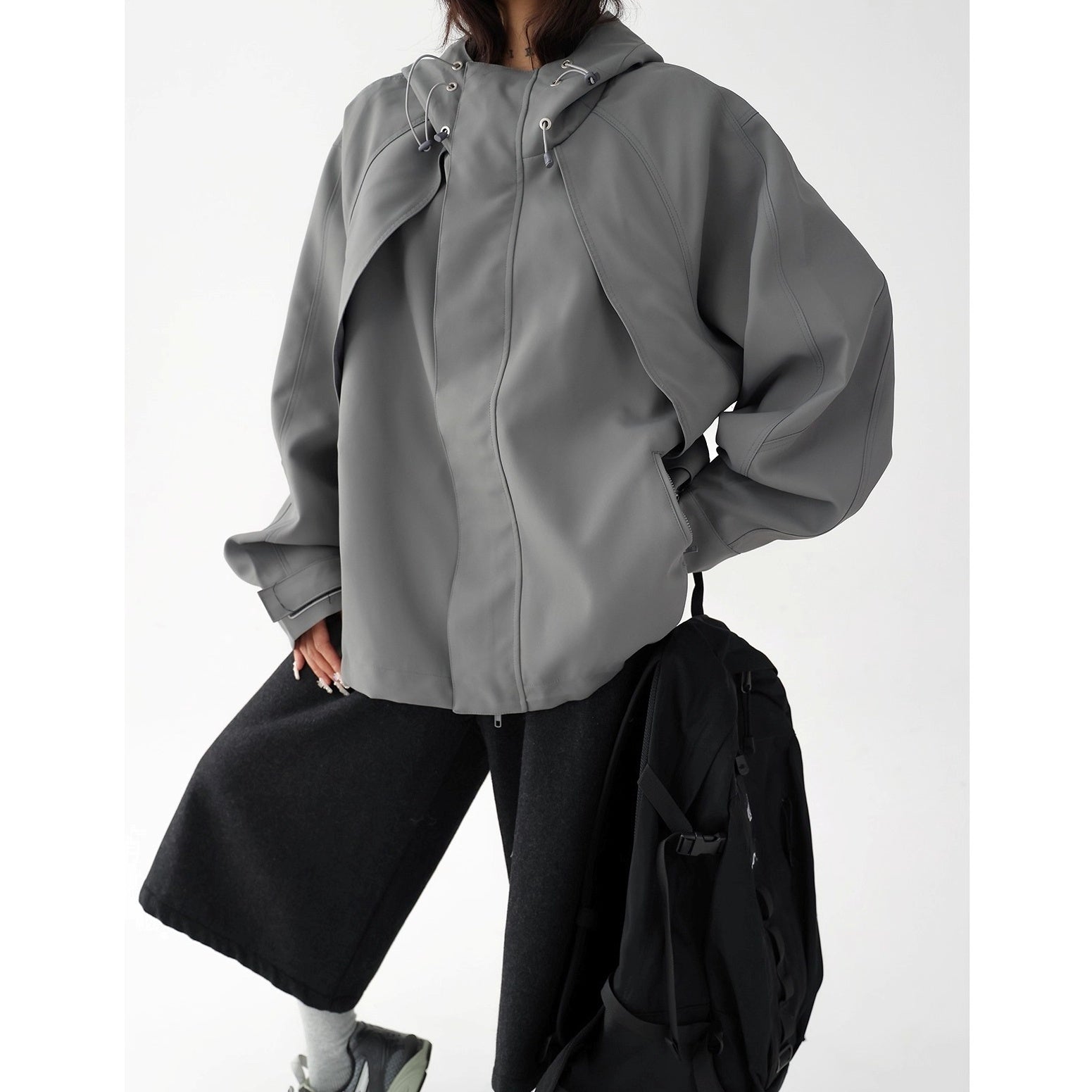 Oversize Short Hooded Jacket AC7164