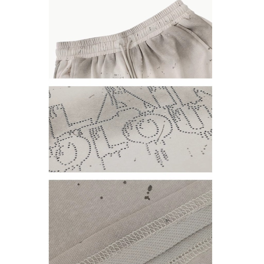 【上下別売り】2Length Rhinestone Tie-Dye T-Shirt & Loose Sweatpants Set-up AC7114