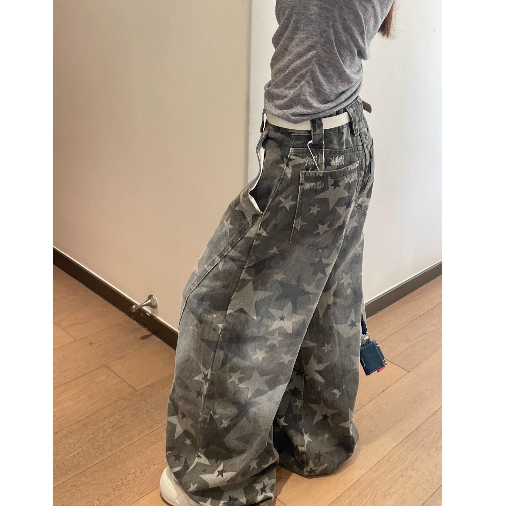 星柄 ワイドデニムパンツ MW10237