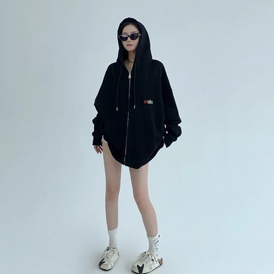 Loose Logo Embroidered Hooded Jacket OS2037