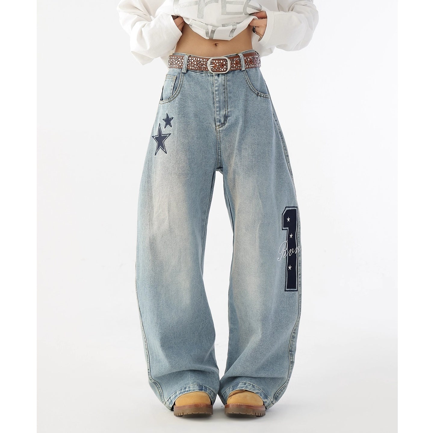 Vintage Embroidery Star Made Aged Curve Jeans AC7163