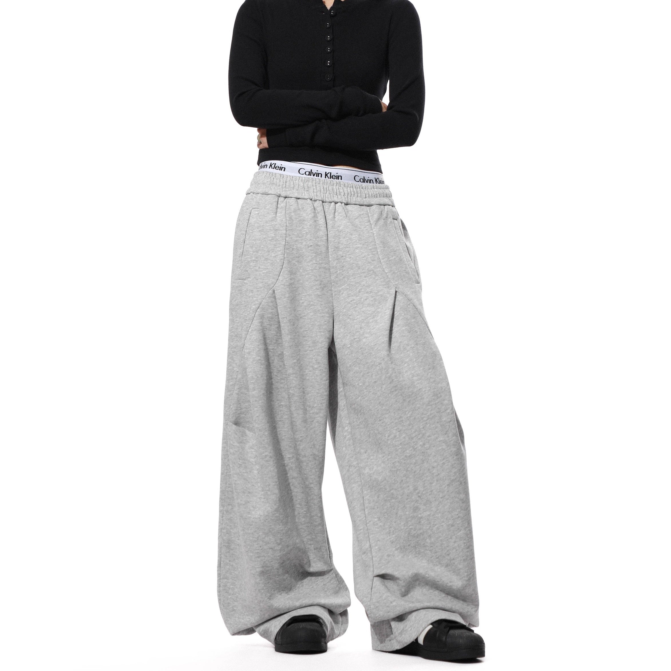 Pleated Design Wide-leg Casual Pants MR8031