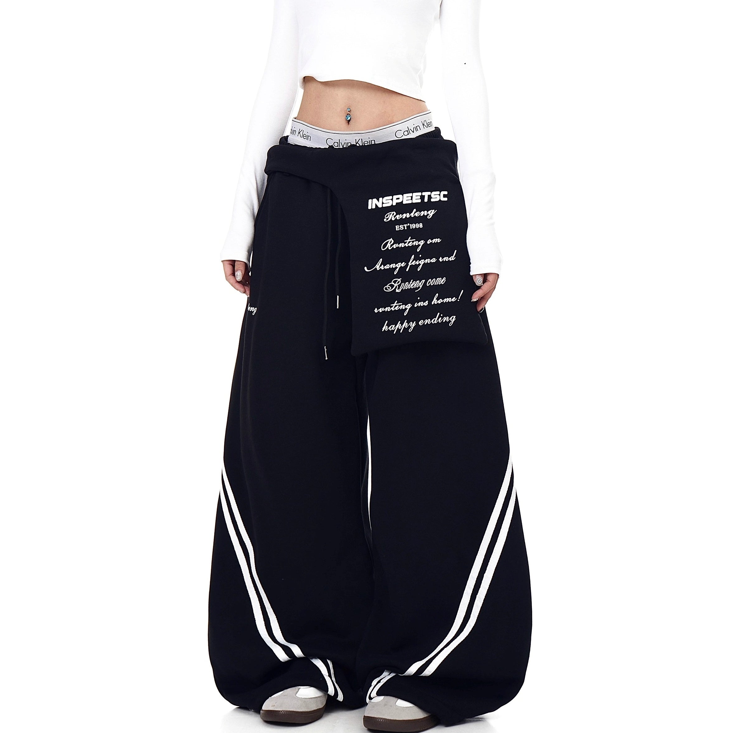 Waist Layered Design Curve Sweat Pants BK7062
