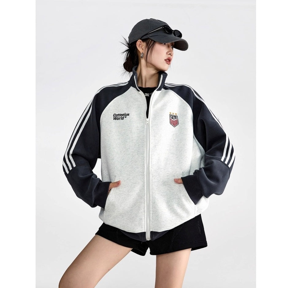 Stand-Collar Sports Sweat Zip Jacket IC9117