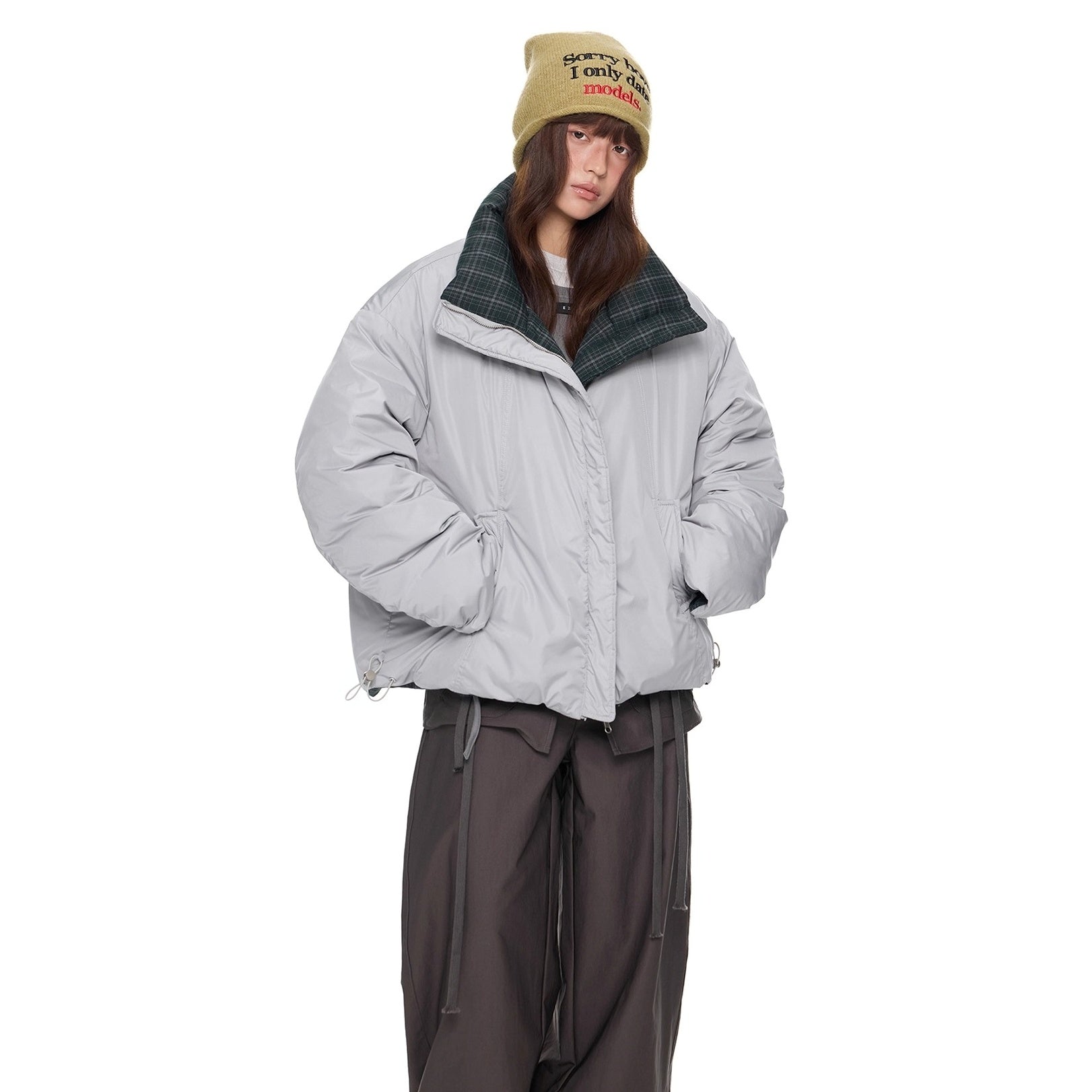 Reversible Plaid Down Jacket EZ299