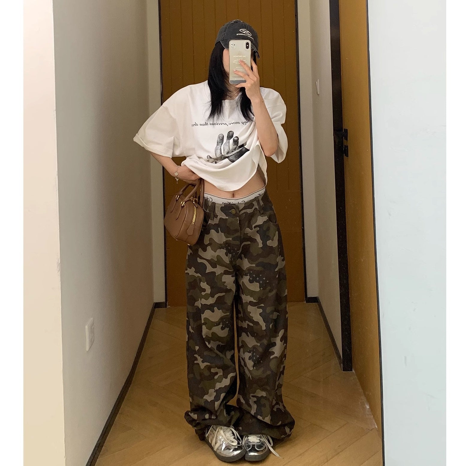 Wash Camouflage Straight Wide-leg Pants MW10154