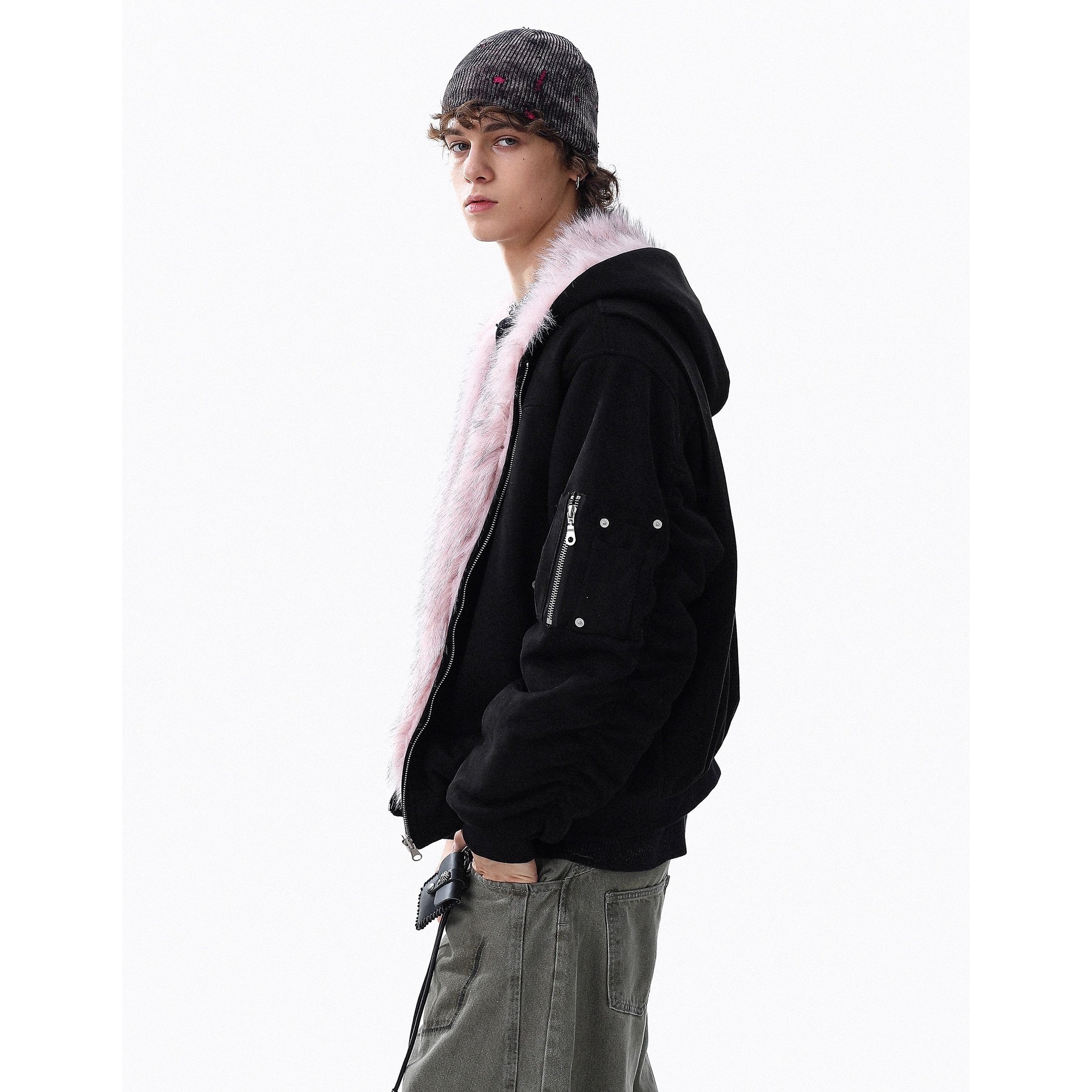 Fur Collar Reversible Hooded Jacket MR8030