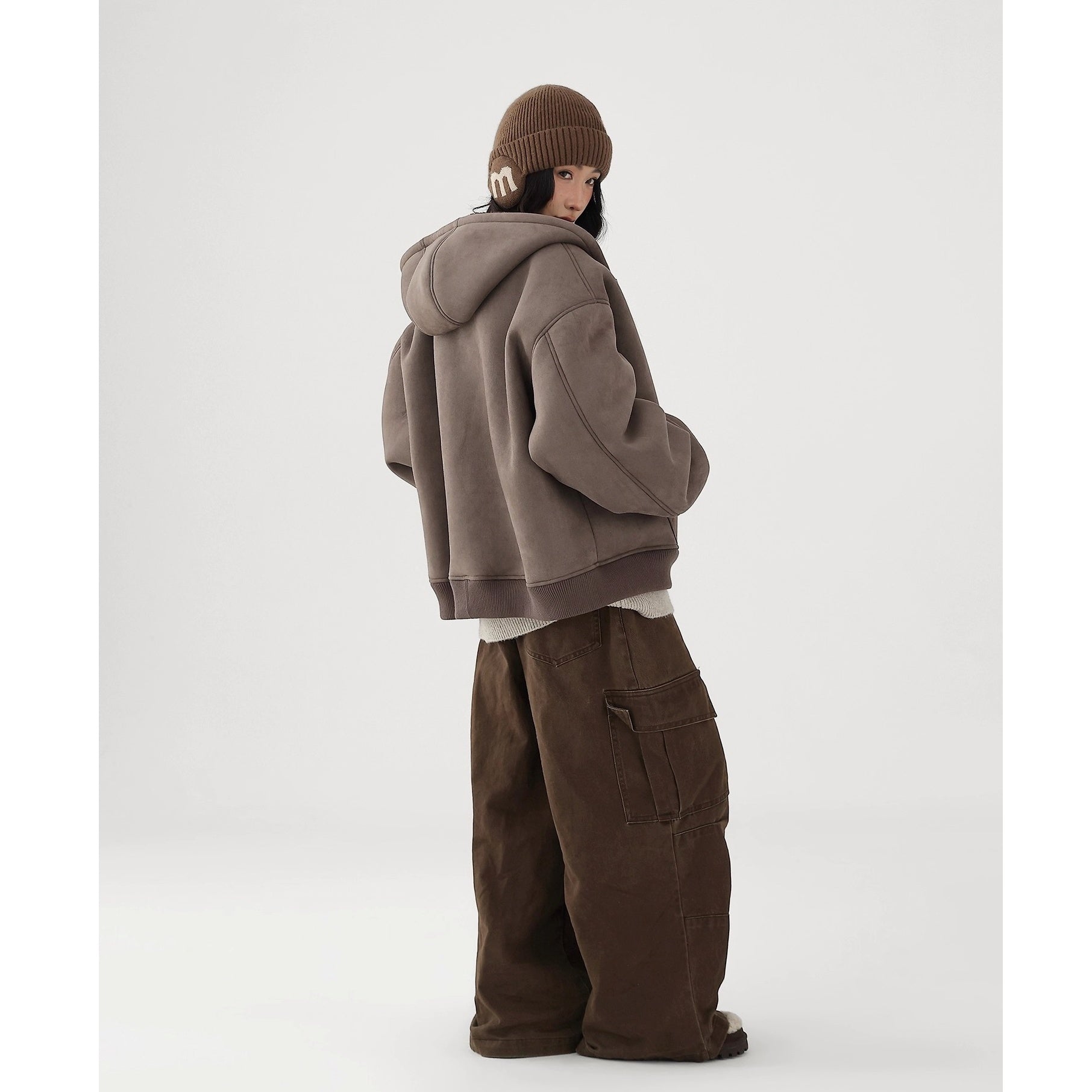 Reversible Polar Fleece Loose Hooded Jacket AC7017