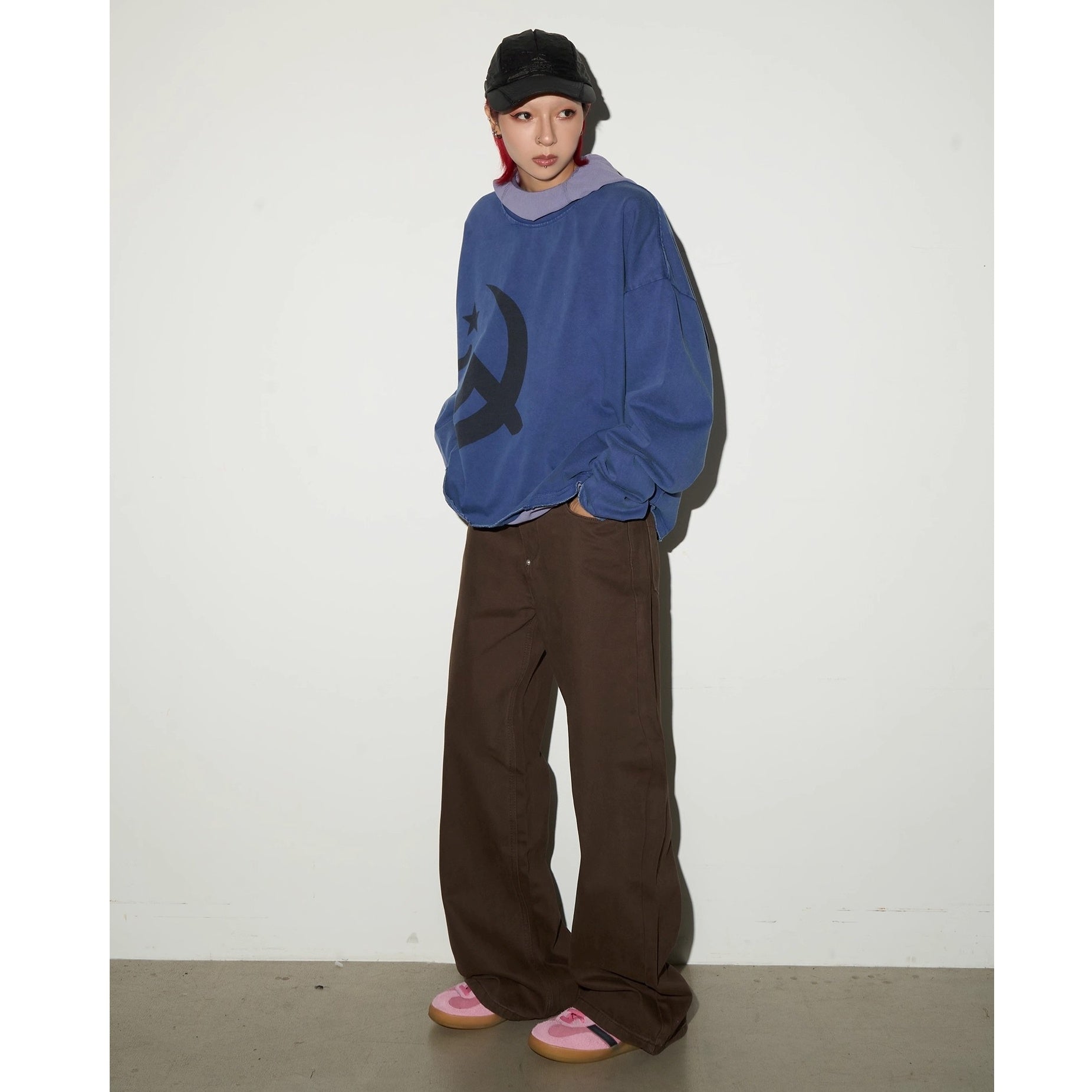 LOGO Print Wide Long Sleeve T-shirt MN9046
