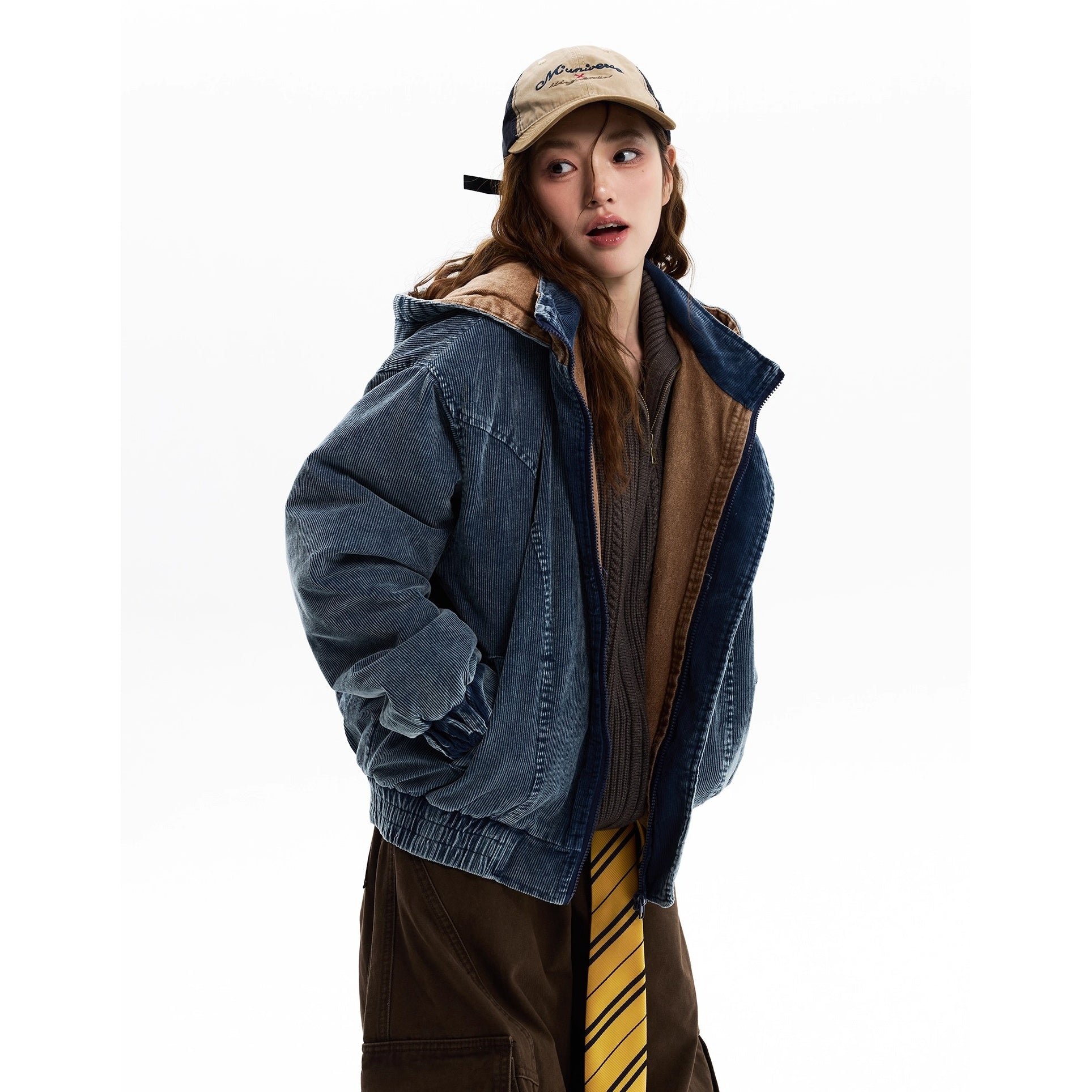 Corduroy Padded Hooded Jacket MW10306