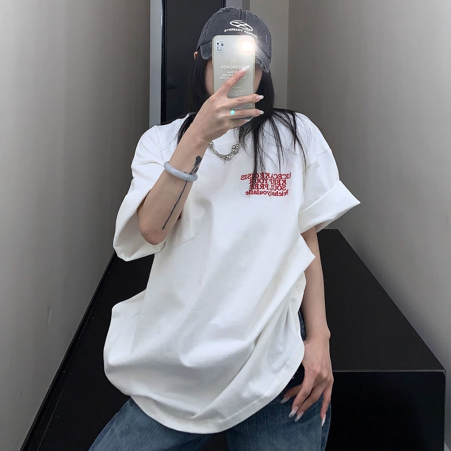 Embroidery & Print Pocket T-shirt OS2009