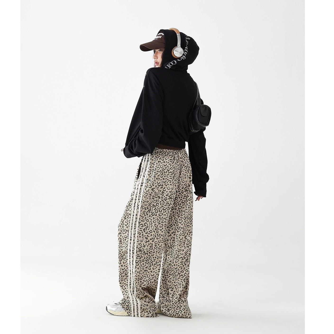 Leopard Print Stitching Side Line Wide Pants AC7138