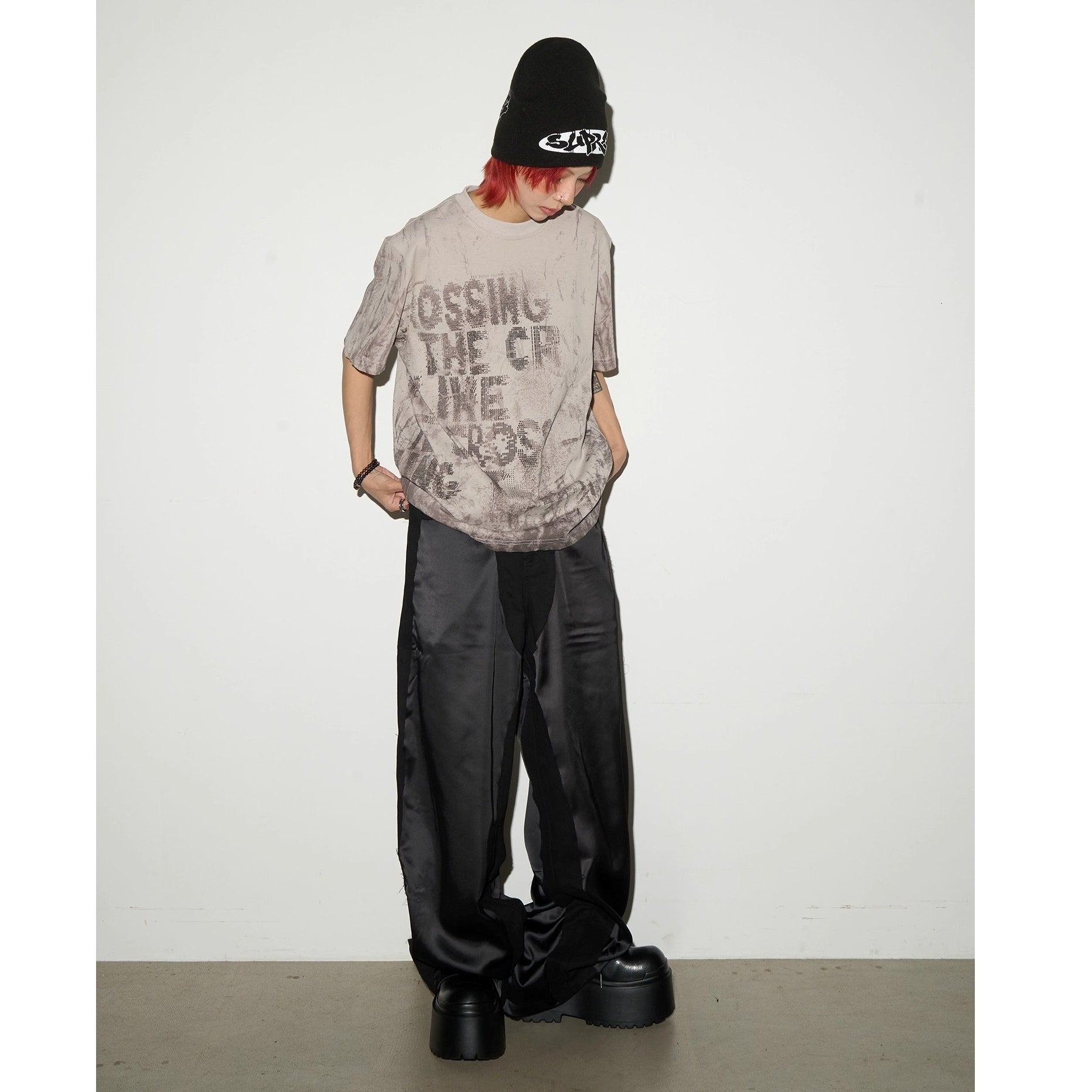 Letter Mottled Print T-shirt MN9008