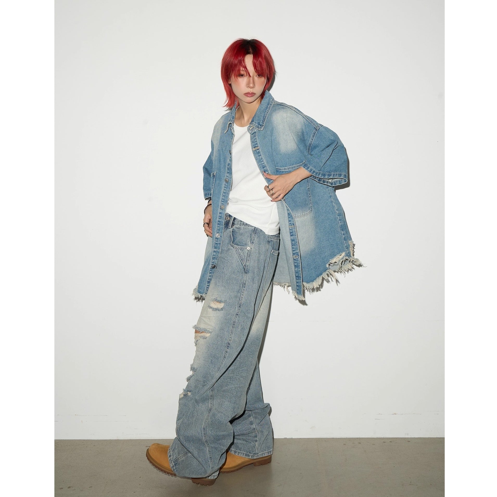 Crushed Cutle Ripped Curve Jeans MN9004