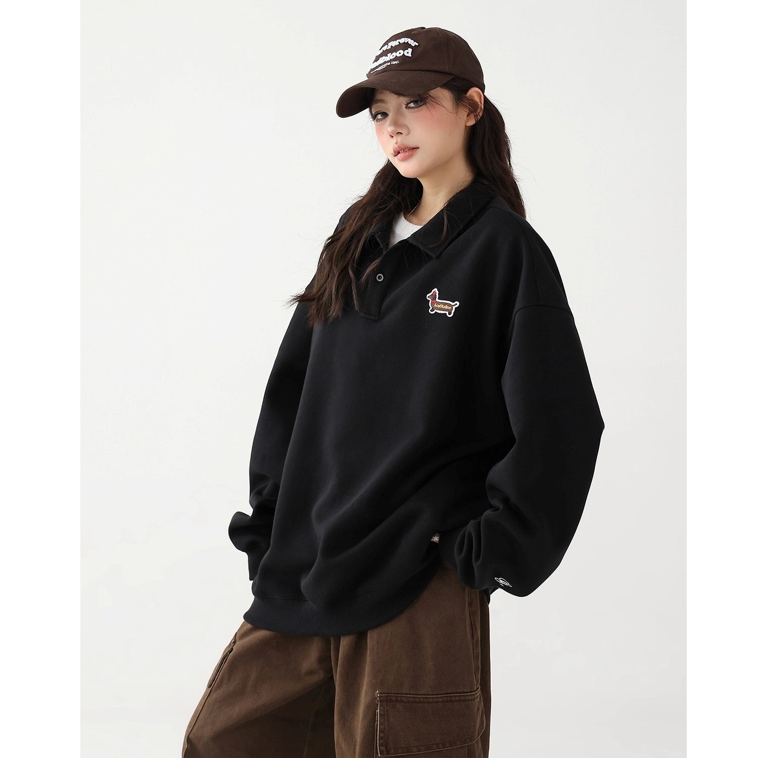 Dachshund Embroidered POLO Collar Sweat AC7155