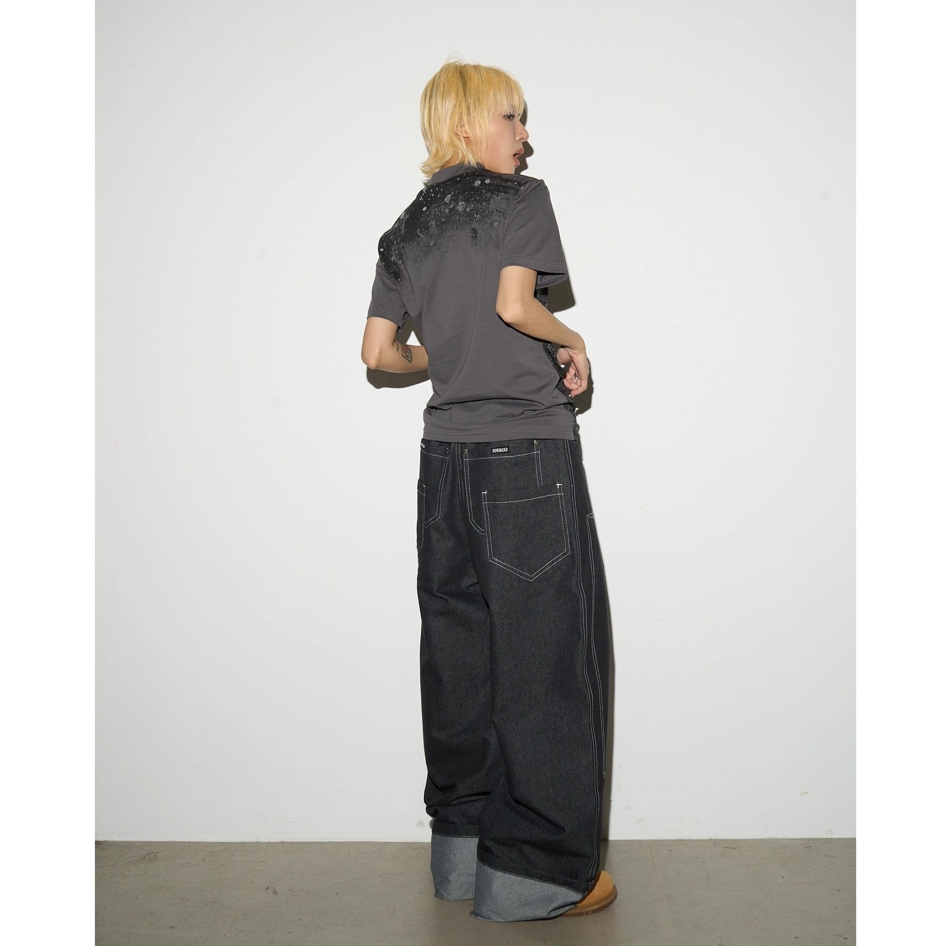 【上下別売り】Monogram Print Short-sleeved Denim Jacket & Jeans Set-up MN9021