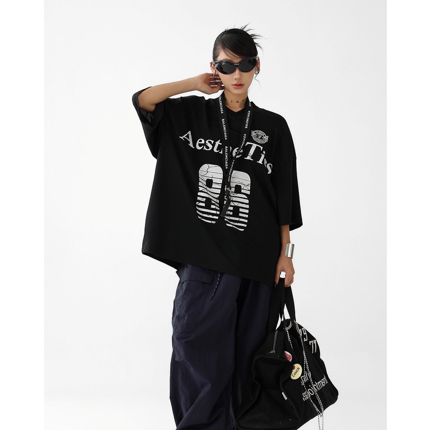 Letter Print Oversize Sports T-Shirt AC7118