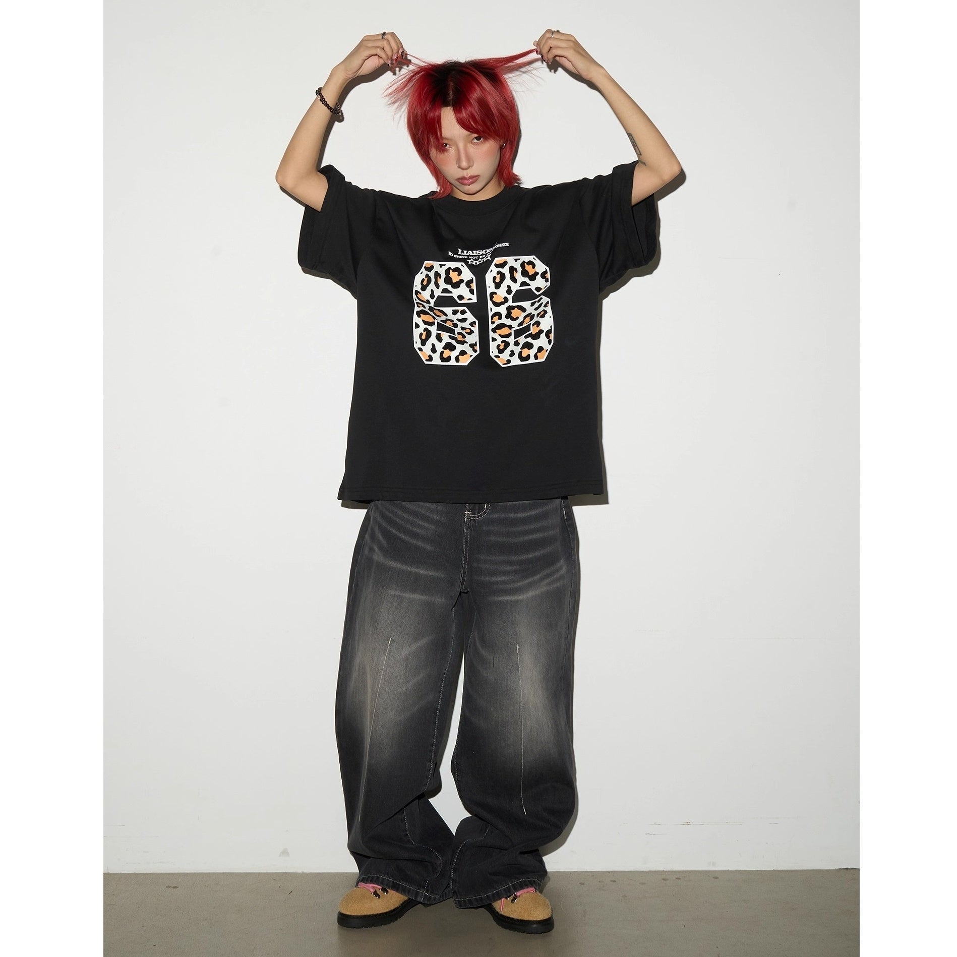 Flocked Leopard Print T-Shirt MN9009
