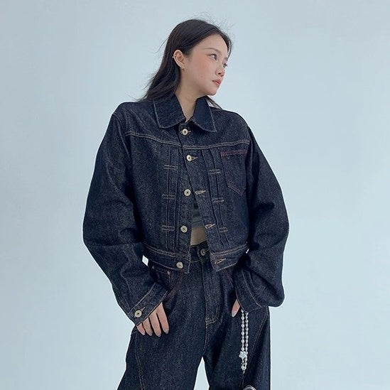 【上下別売り】Cropped Denim Jacket + Wide Curve Jeans MW10243