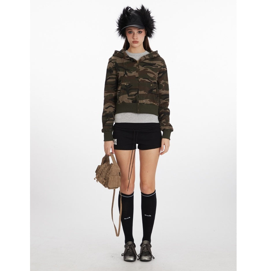 Camouflage Cropped Hooded Sweat Parka MW10292