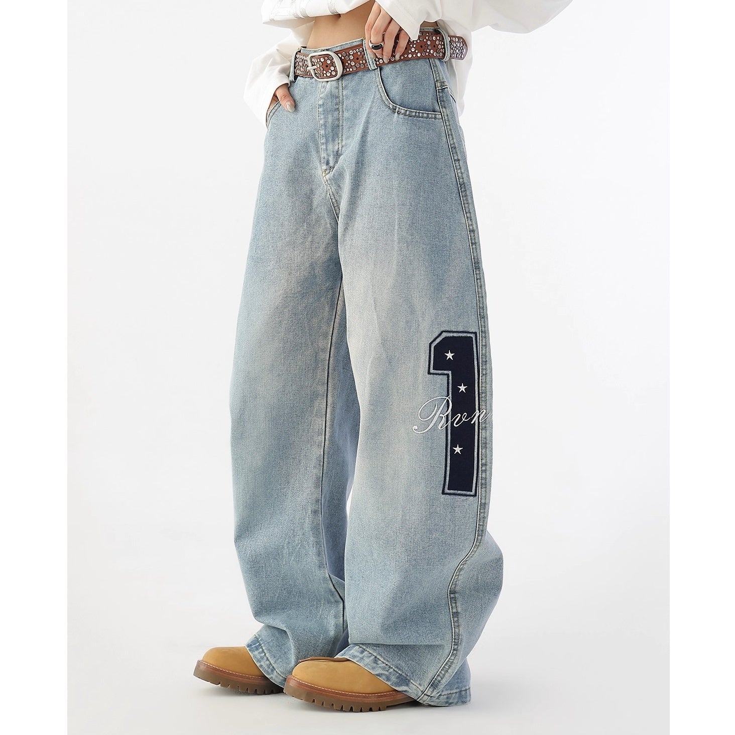 Vintage Embroidery Star Made Aged Curve Jeans AC7163