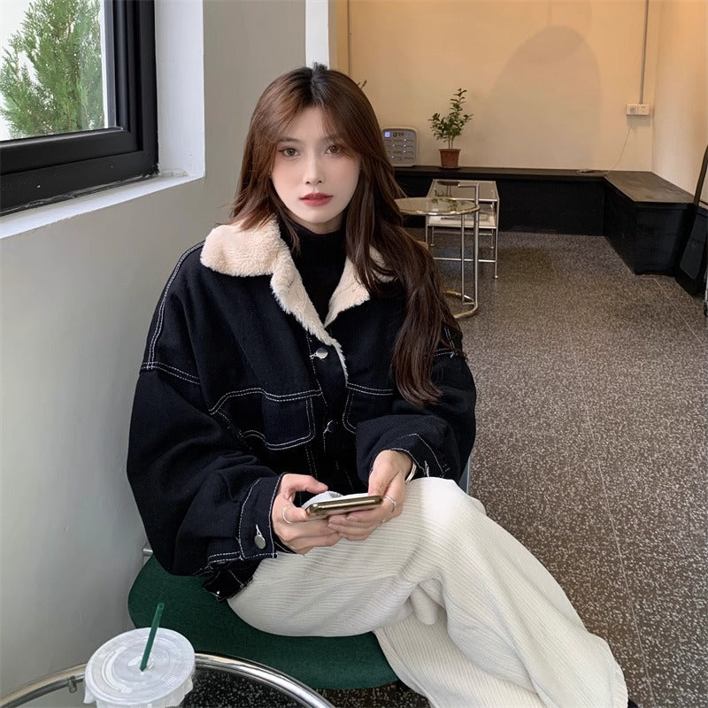 Fur Collar Loose Denim Jacket MW10296